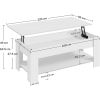 Lift-Top Coffee Table Laptop Desk TV Tray in White Wood Finish