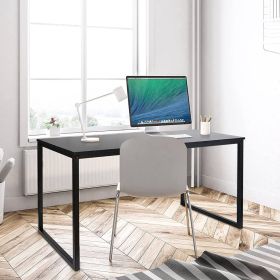 Black Metal Frame Wood Top Modern Home Office Laptop Computer Desk Writing Table