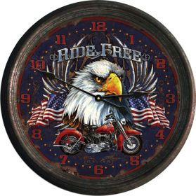 15"" Ride Free Rusted Clock