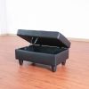 Black Faux Leather Storage Ottoman Living Room Sofa