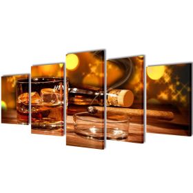 Canvas Wall Print Set Whiskey and Cigar 79" x 39"