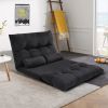 Sofa Bed Adjustable Folding Futon Sofa Video Gaming Sofa Lounge Sofa with Two Pillows AL