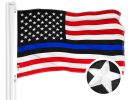 Blue Lives Matter Flag 3x5 Ft Embroidered 210D Polyester Duty and Honor Flag Embroidered Design Indoor Outdoor Vibrant Colors Brass Grommets