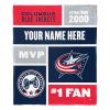 [Personalization Only] OFFICIAL NHL Colorblock Personalized Silk Touch Sherpa Throw Blanket - Columbus Blue Jackets