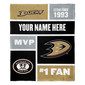 [Personalization Only] OFFICIAL NHL Colorblock Personalized Silk Touch Throw Blanket - Anaheim Ducks