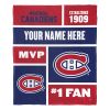 [Personalization Only] OFFICIAL NHL Colorblock Personalized Silk Touch Throw Blanket - Montreal Canadiens