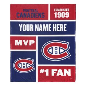 [Personalization Only] OFFICIAL NHL Colorblock Personalized Silk Touch Throw Blanket - Montreal Canadiens