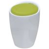 Stool White and Green Faux Leather