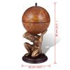 Globe Bar Wine Stand Atlas Design 16.5"x16.5"x33.5"