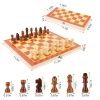 Folding Board Game Set Portable Travel Wooden Chess Set with Wooden Crafted Pieces Chessmen Storage Box