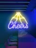 Cheers Neon Sign 17.3x17.7 inch USB Powered Led Lights Blue Neon Sign for Wall