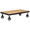 Coffee Table with Wheels Solid Mango Wood 39.4"x21.7"x10.2"