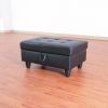 Black Faux Leather Storage Ottoman Living Room Sofa