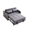 55.5" Twins Pull Out Sofa Bed Grey Velvet