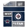 [Personalization Only] OFFICIAL NHL Colorblock Personalized Silk Touch Sherpa Throw Blanket - Winnipeg Jets