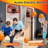 Indoor Mini Basketball Hoop Set Over Door Basketball Hoop with 4 Inflatable Balls Electric Audio Scorer Foldable Basket Gift for Kids and Adults