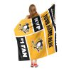 [Personalization Only] OFFICIAL NHL Colorblock Personalized Silk Touch Throw Blanket - Pittsburgh Penguins