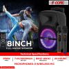 5 Core DJ speakers 8" Rechargeable Powered PA system 250W Loud Speaker Bluetooth USB SD Card AUX MP3 FM LED Ring - ACTIVE HOME 8 2-MIC