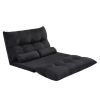 Sofa Bed Adjustable Folding Futon Sofa Video Gaming Sofa Lounge Sofa with Two Pillows AL