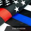 Thin Blue Red Line 3x5 ft Embroidered Stars 100% Polyester Brass Grommets