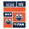 [Personalization Only] OFFICIAL NHL Colorblock Personalized Silk Touch Throw Blanket - Edmonton Oilers