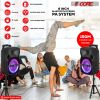 5 Core DJ speakers 8" Rechargeable Powered PA system 250W Loud Speaker Bluetooth USB SD Card AUX MP3 FM LED Ring - ACTIVE HOME 8 2-MIC