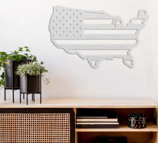 AMERICAN FLAG UNITED STATES - METAL WALL ART (Color: Silver)