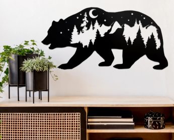 BEAR - METAL WALL ART (Color: Black)