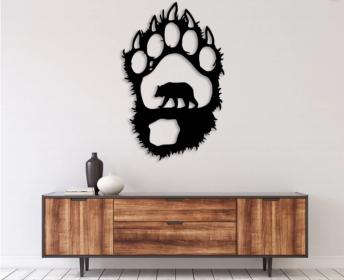 BEAR PAW - METAL WALL ART (Color: Black)