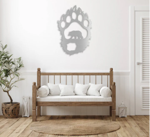 BEAR PAW - METAL WALL ART (Color: Silver)