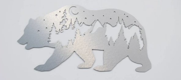 BEAR - METAL WALL ART (Color: Silver)