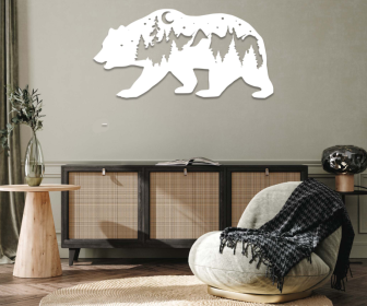 BEAR - METAL WALL ART (Color: White)