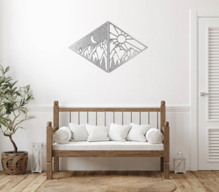 DAY AND NIGHT MOUNTAINS - METAL WALL ART (Color: Silver)