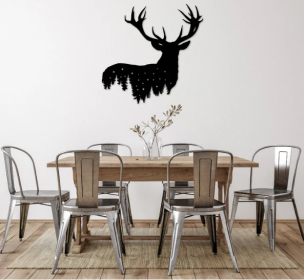 DEER DESIGN - METAL WALL ART (Color: Black)