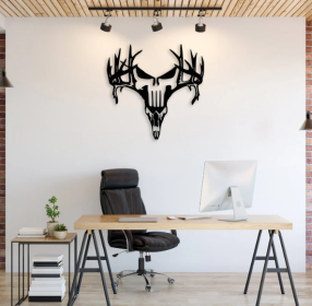 DEER PUNISHER - METAL WALL ART (Color: Black)