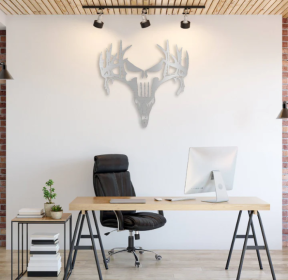 DEER PUNISHER - METAL WALL ART (Color: Silver)