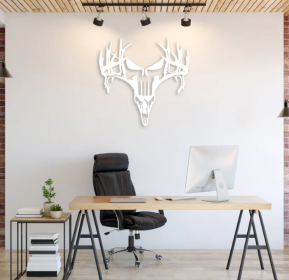 DEER PUNISHER - METAL WALL ART (Color: White)