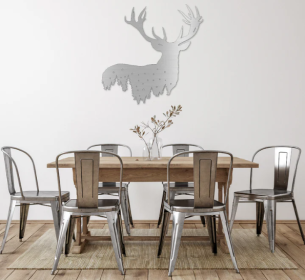 DEER DESIGN - METAL WALL ART (Color: Silver)