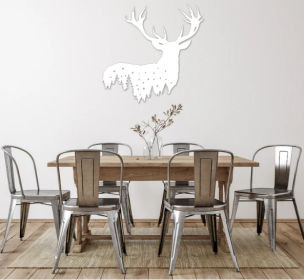 DEER DESIGN - METAL WALL ART (Color: White)