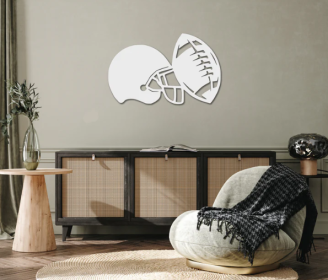 FOOTBALL HELMET - METAL WALL ART (Color: White)