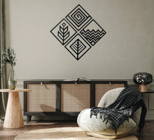 FOUR ELEMENTS GEOMETRIC - METAL WALL ART (Color: Black)