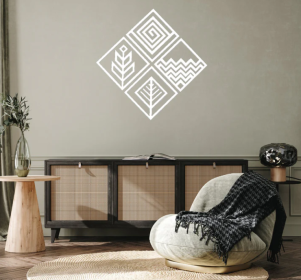 FOUR ELEMENTS GEOMETRIC - METAL WALL ART (Color: White)