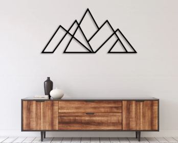 GEOMETRIC MOUNTAINS - METAL WALL ART (Color: Black)