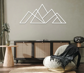 GEOMETRIC MOUNTAINS - METAL WALL ART (Color: White)