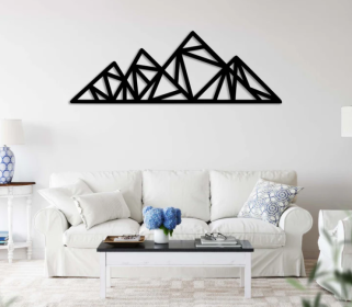 GEOMETRIC TRIANGLE MOUNTAINS - METAL WALL ART (Color: Black)