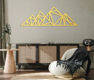 GEOMETRIC TRIANGLE MOUNTAINS - METAL WALL ART (Color: Gold)