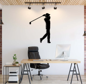 GOLF SWING - METAL WALL ART (Color: Black)