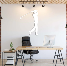 GOLF SWING - METAL WALL ART (Color: White)