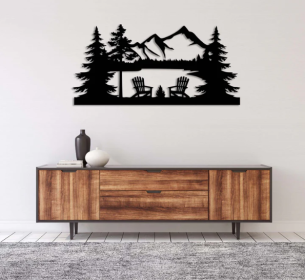 LAKE VIEW - METAL WALL ART (Color: Black)