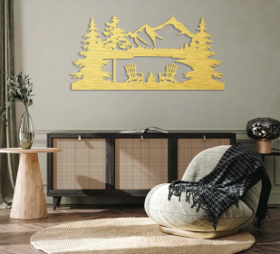 LAKE VIEW - METAL WALL ART (Color: Gold)